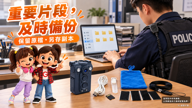 勤務後整理錄影檔案與備份示意