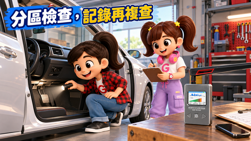 分區檢查,記錄再複查:店長Angel與小助理Candy融入探測器檢查情境