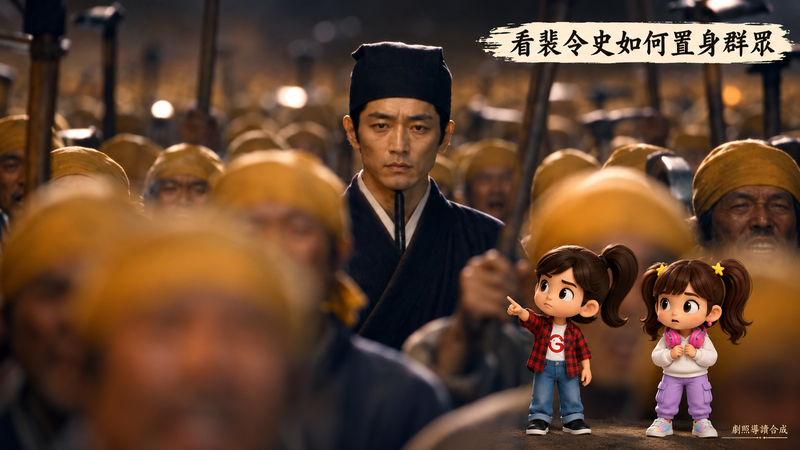 裴令史與黃巾群像導讀,觀察中央人物、景深與服裝對比